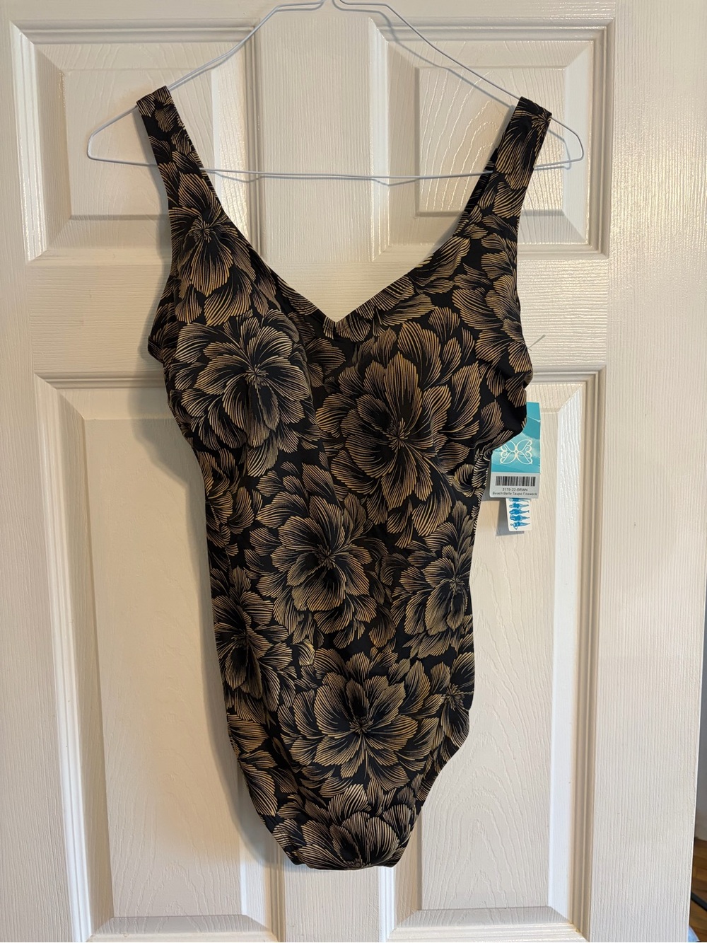 NWT Swimsuits For All Beach Belle One Piece Swimsuit 22 Plus Gold Floral 3179
